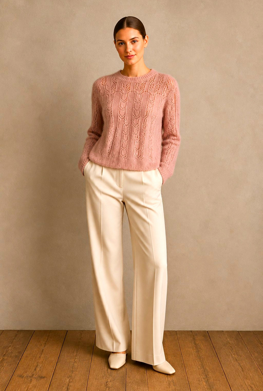 Meadow Rue by Anthropologie Mohair Blend Pink Crewneck Pullover Sweater XS